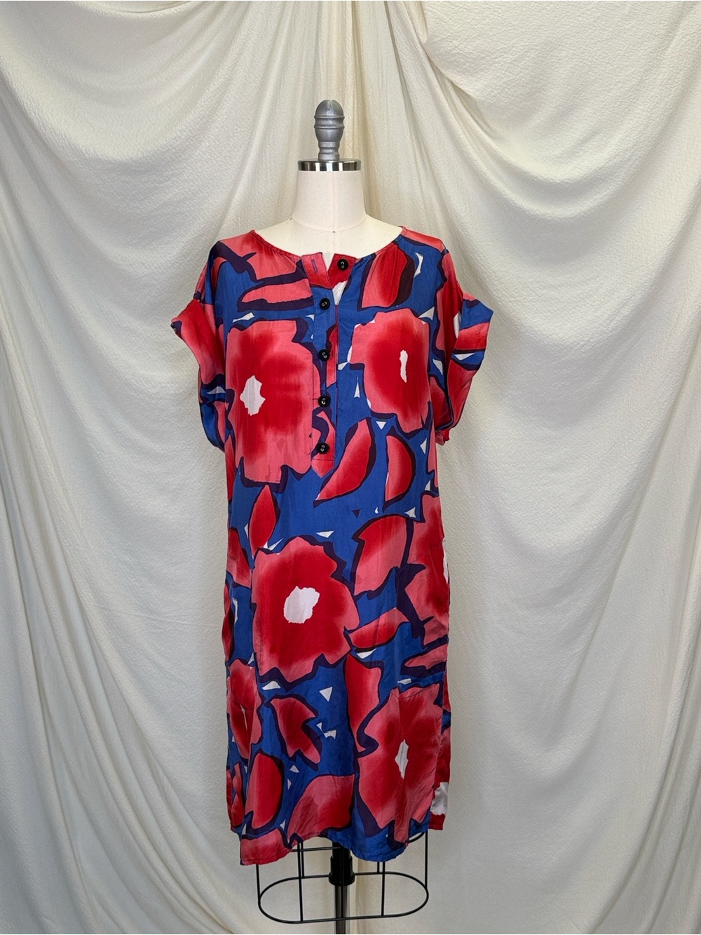 CHAIKEN Red & Blue Floral Shift Dress - Women's